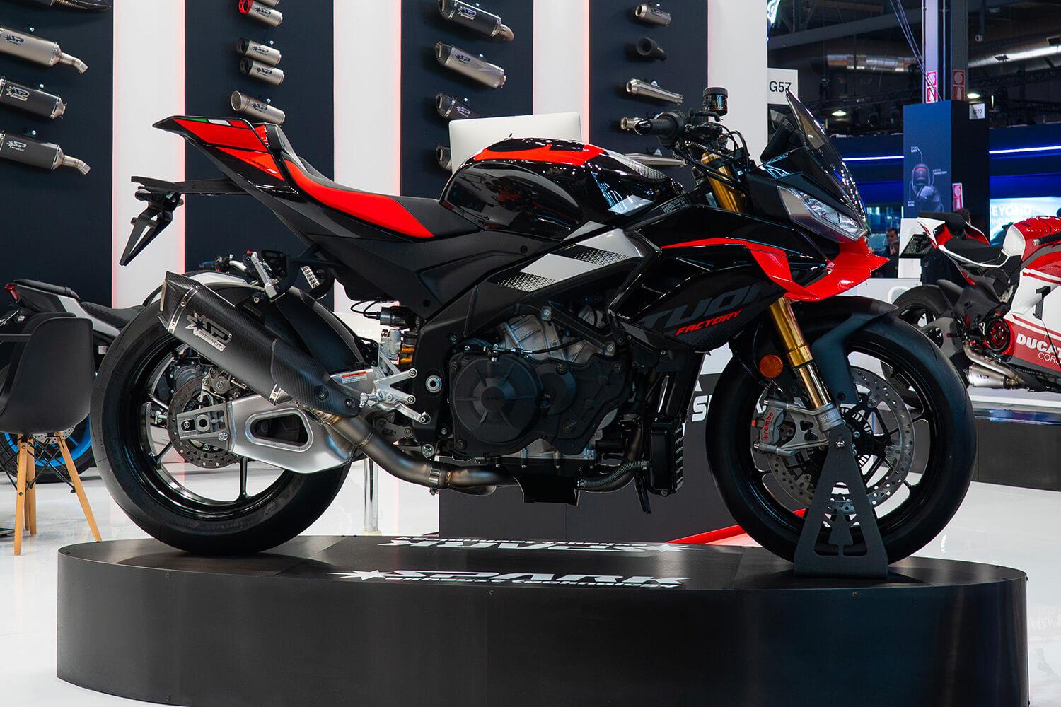 Aprilia Tuono V4 Factory displayed with a Spark exhaust