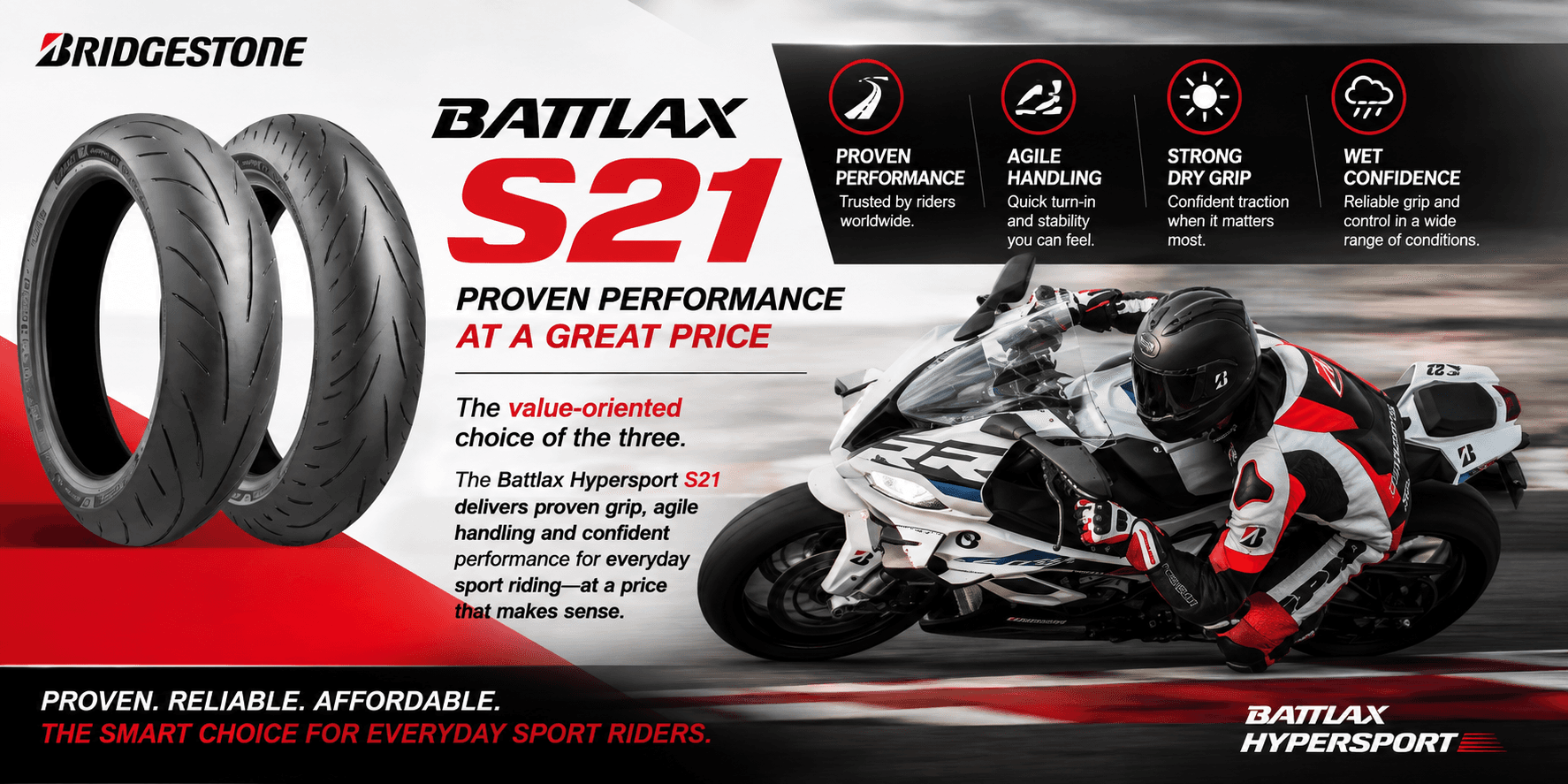 Bridgestone Battlax S23 S22 and S21 hypersport motorcycle tires